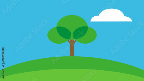 Background Scene a Minimalist Natural Scene with Green Elements