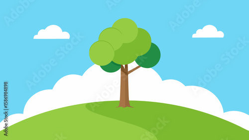 Background Scene a Serene Natural Setting with Green Hills