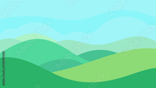 Dreamlike Background with Soft Flowing Green Hills and Serenity