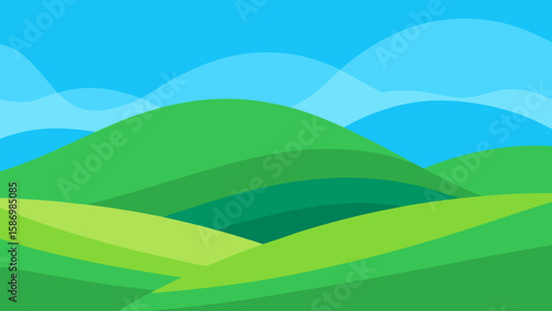 Stylized Background Art Simple Elegant Green Hills and Nature