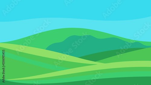 Minimalist Landscape Art Showcasing Broad Sweeping Green Fields