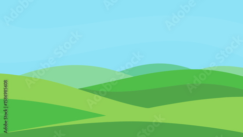 Clean Minimalist Background Scene Featuring Green Fields and Sky