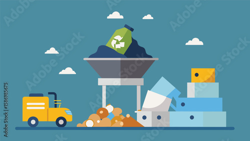 Sorting The crushed materials are then carefully sorted according to their type whether it be wood concrete metal or other materials to ensure. Vector illustration