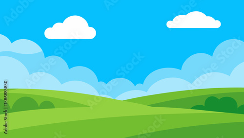 Background Scene of Green Pastures Stretching into the Distance