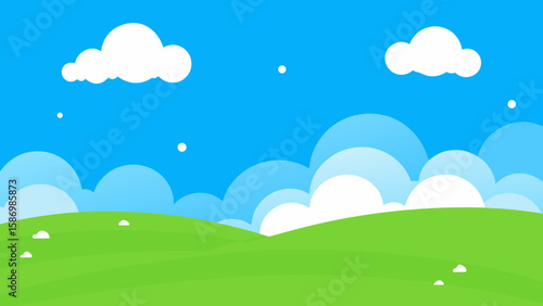 Open and Airy Background Featuring Bright Green Hills and Sunlight