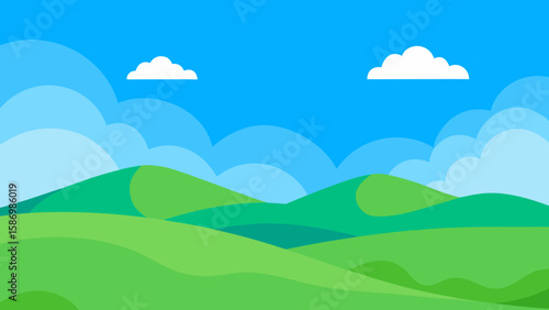 Refreshing Background with Lush Green Hills for a Vibrant Nature Scene