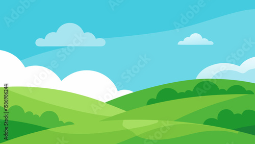 Verdant Green Landscape with Gentle Slopes and a Clear Horizon
