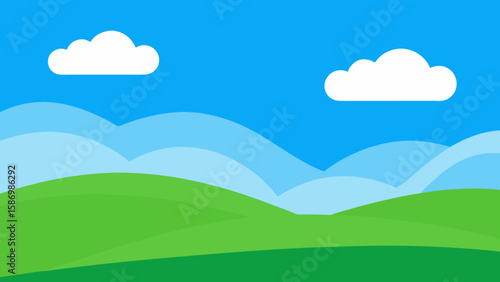 Simple Yet Evocative Background of Layered Green Hills and Serenity