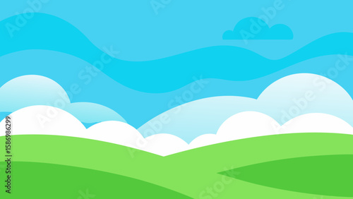 Seamless Background of Undulating Bright Green Hills for Continuous Display