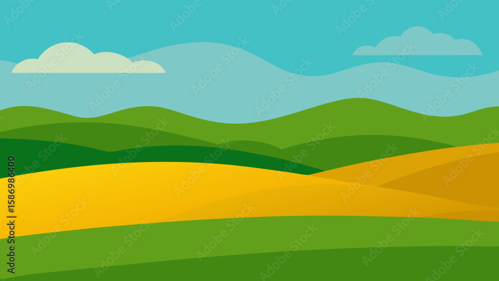 Obraz premium Simple Idyllic Background with Layered Green Hills and Natural Charm