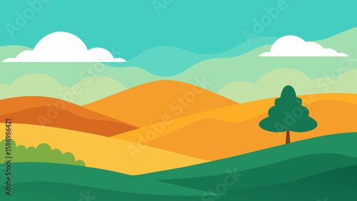 Peaceful Vector Art Scene with Smooth Emerald Green Hues and Charm