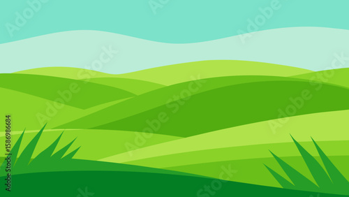 Wide Shot of a Bright Green Meadow with Individual Grass Blades Detail