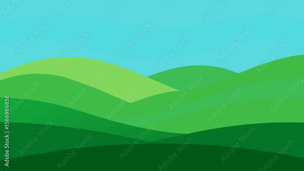 Obraz premium Simple Clean Background with Layered Greens Depicting a Natural Landscape Design