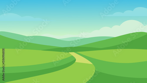 Peaceful Green Meadow Stretching into the Distance a Serene Nature Landscape
