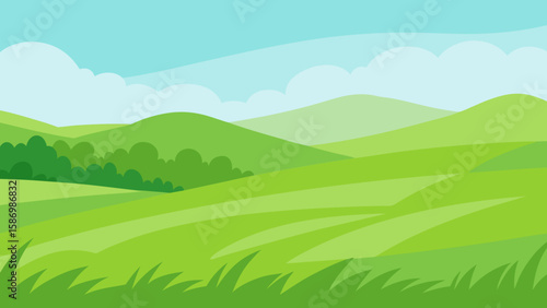 Expansive View of a Fresh Green Environment Wide Open Nature Landscape Vista