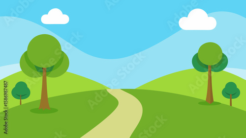 Background Scene with a Gentle Inviting Path and Greenery Extra