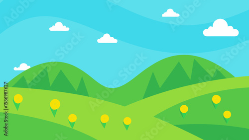 Background Scene with Dynamic Foreground of Green Grass Extra