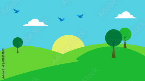 Background Scene of Sun Kissed Green Pastures Redux
