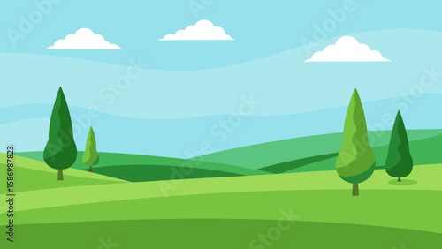 Background Scene Vast Undulating Green Meadow Edition