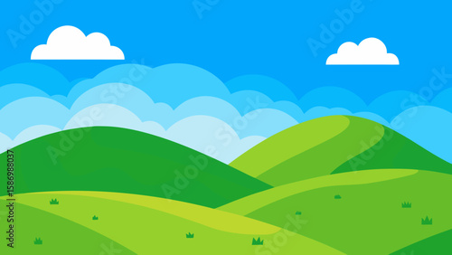 Background Scene with a Dynamic Composition of Green