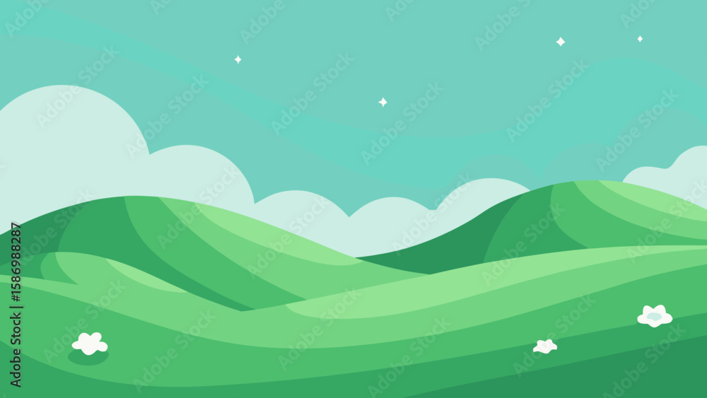 Obraz premium Background Scene of a Dreamlike Landscape with Soft Green Tones