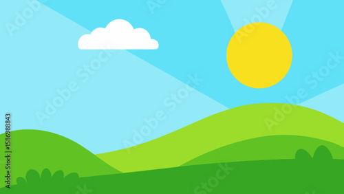Bright Animated Background with Bouncy Green Hills