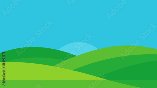 Minimalist Background Scene Abstract Green Hills