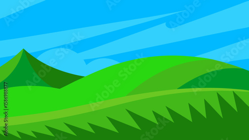 Graphic Novel Style Background Bold Green Hills