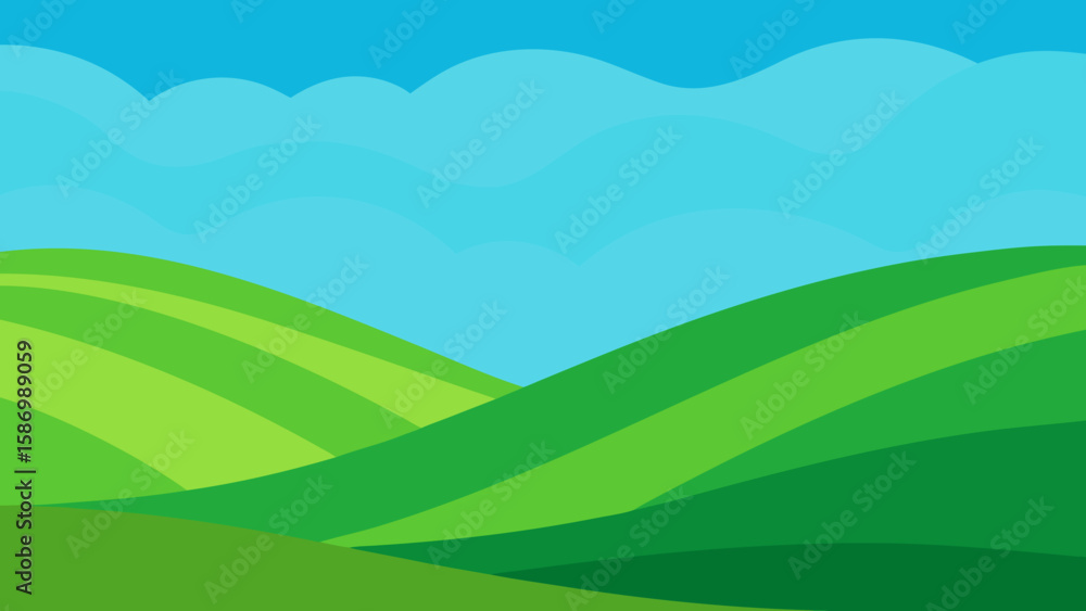 Obraz premium Minimalist Natural Background Smooth Curves of Green