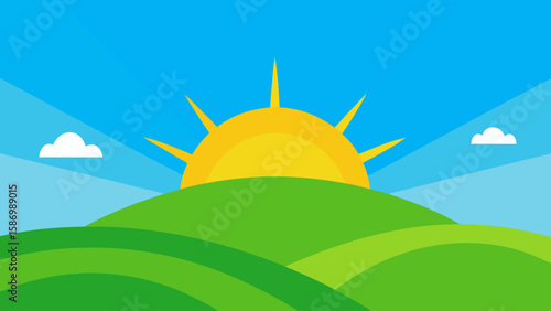 Optimistic Background Bright Green Hills Reaching Sky