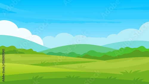 Digital Painting Background Lush Green Pastures