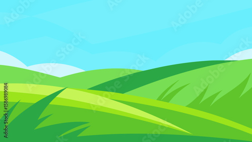 Vibrant Nature Background with Soft Green Hilltops