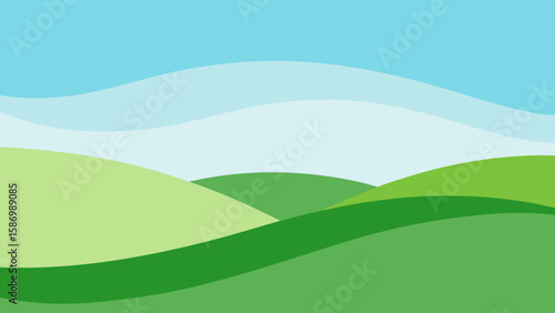 Simple and Elegant Background Scene Undulating Green Hills