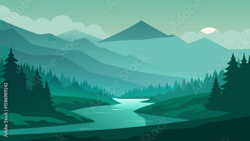 Tranquil Morning Dewy Emerald Green Fields Background Scene