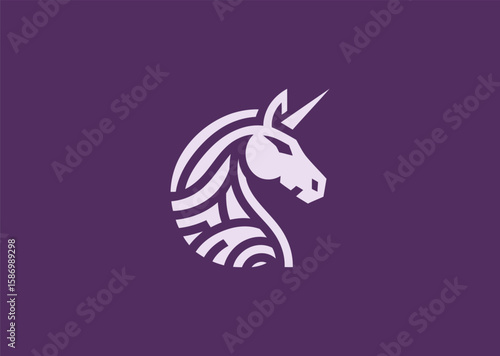 Geometric unicorn logo for modern, fantasy, or magical brand themes.