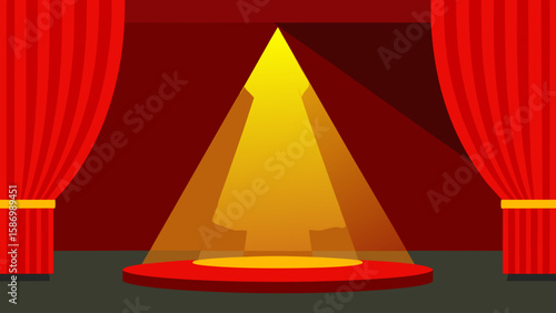 A Striking Stage Background with Bold Red Curtains