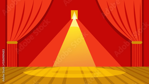 A Spacious Stage Background with Wide Red Curtains