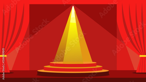 A Majestic Stage Setting with Voluminous Red Drapes