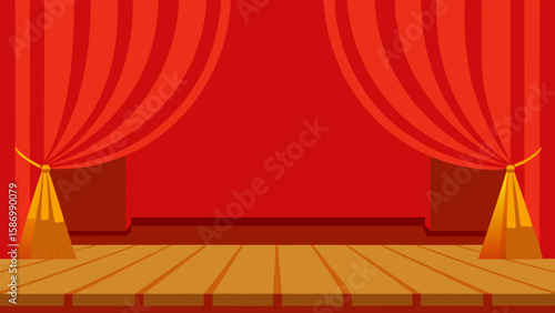 Stage Background Design Opulent Red Drapes Cinematographic View