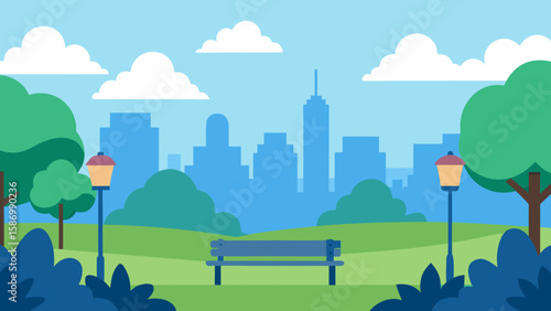 Background Scene of a Park with a Subtle Hint of Fog