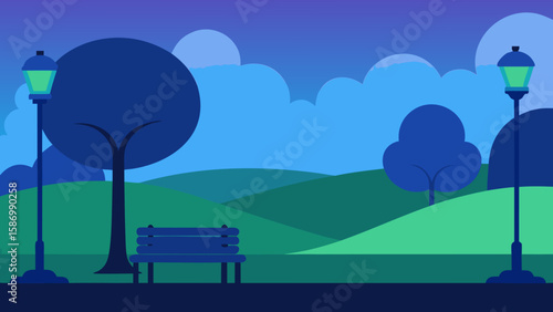 Background Scene of a Park with a Subtle Stylized Path
