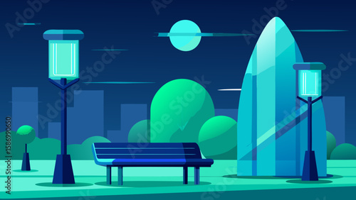 Background Scene of a Futuristic Park Where Technology Blends