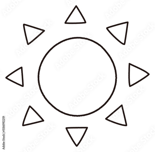 モノクロの太陽のイラスト
