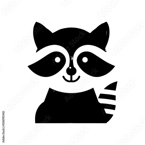 A curious little raccoon with wide eyes and a mischievous grin