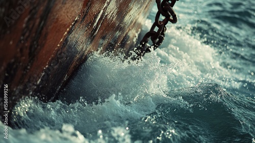 Water splashing against a wooden hull.