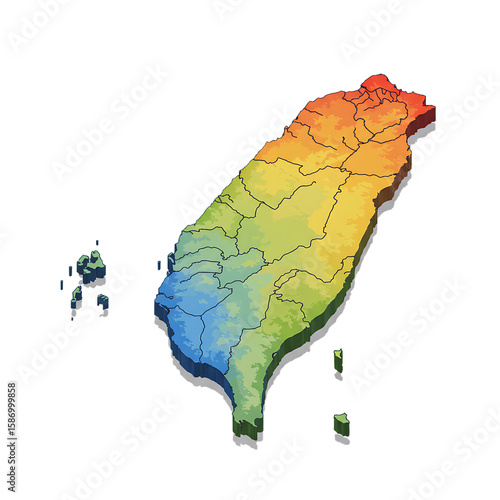Taiwan colorful elevation gradient map
