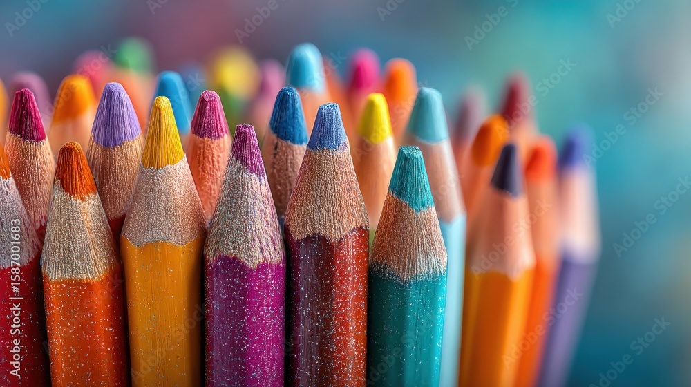 Fototapeta premium Vibrant Colored Pencils Close-Up