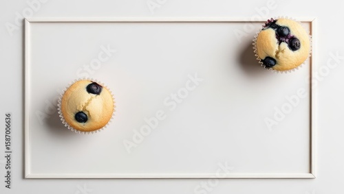 Blueberry Muffins Framing a White Space, Perfect for Text Overlay