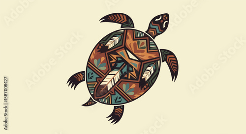 Ornate Turtle Shell Native American Design