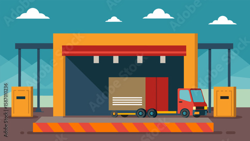 Building a temporary loading dock to facilitate the delivery of large materials and equipment.. Vector illustration